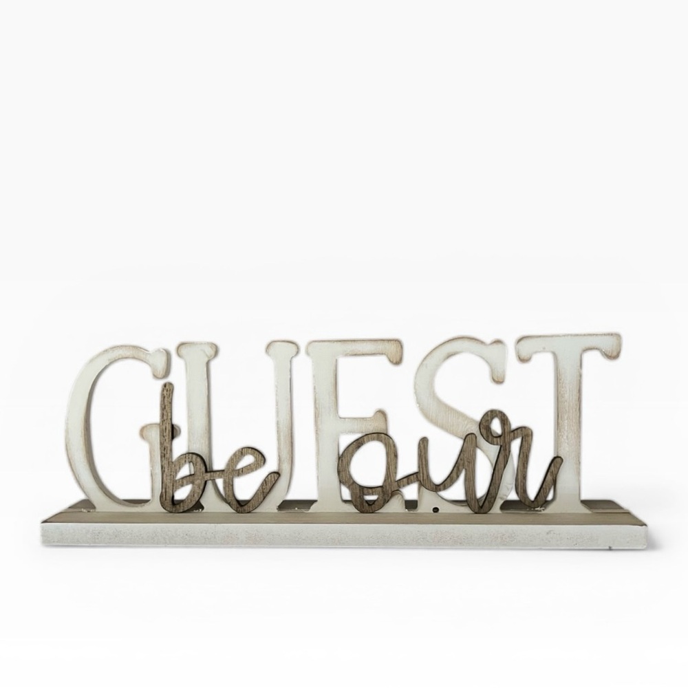 "Be Our Guest" Farmhouse Rustic Wooden Table Decor Sign Bed & Breakfast Air B&B